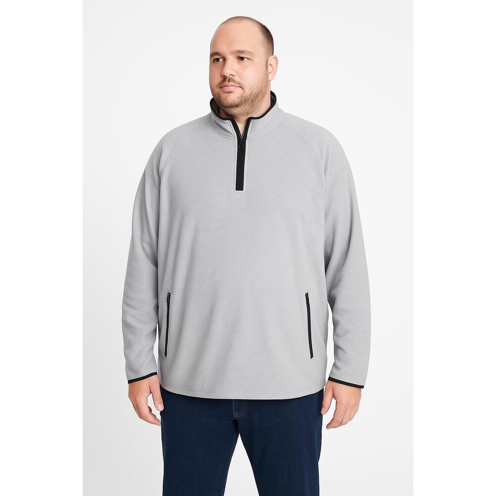 Old Navy Sweatshirt Mens Size 4XTall Gray Casual Quarter Zip Raglan Side Pockets